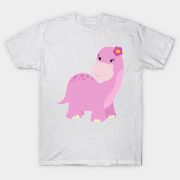 Cute Dinosaur, Pink Dinosaur, Girl Dinosaur, Dino T-Shirt by Jelena Dunčević